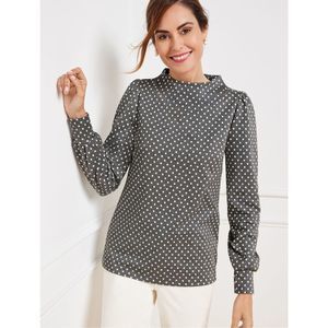 Talbots Gray Polka Dot Blouse